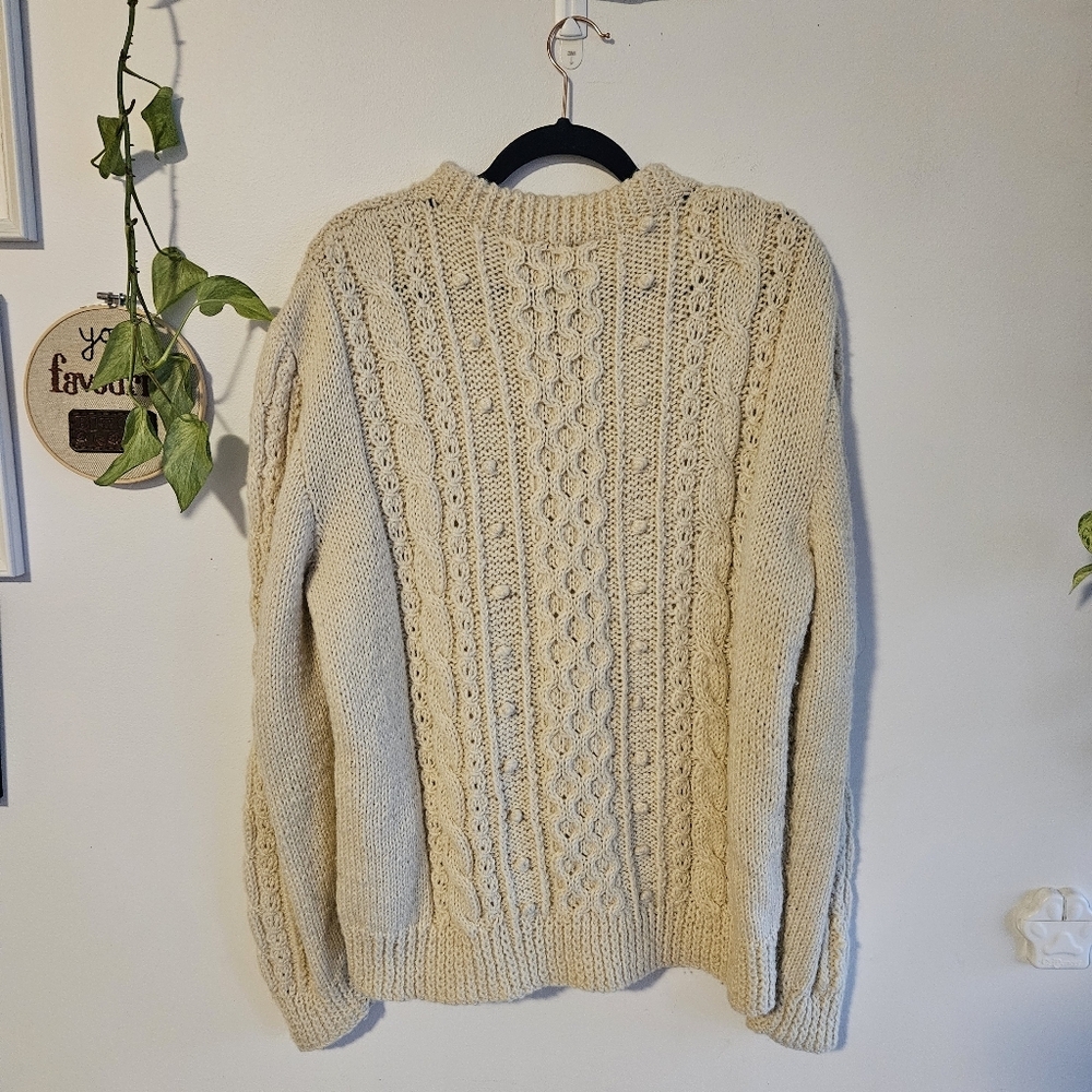 Hand Knit Cream Oversized Sweater - Picture 2 of 8
